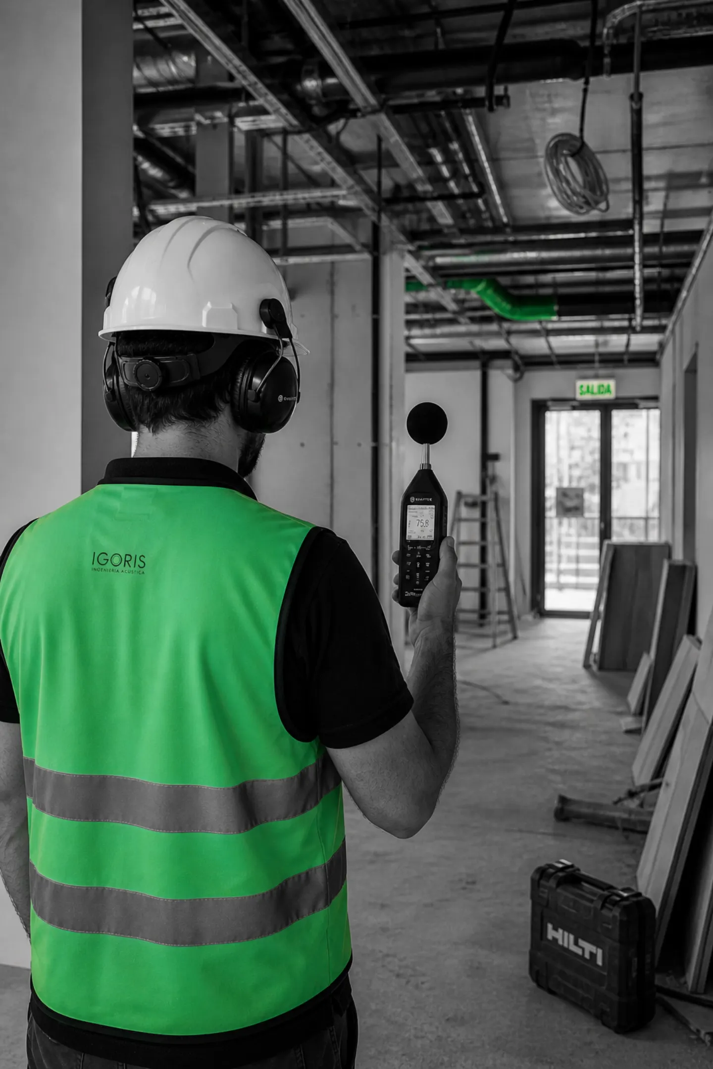 Medición de ruido en vivienda con sonómetro profesional